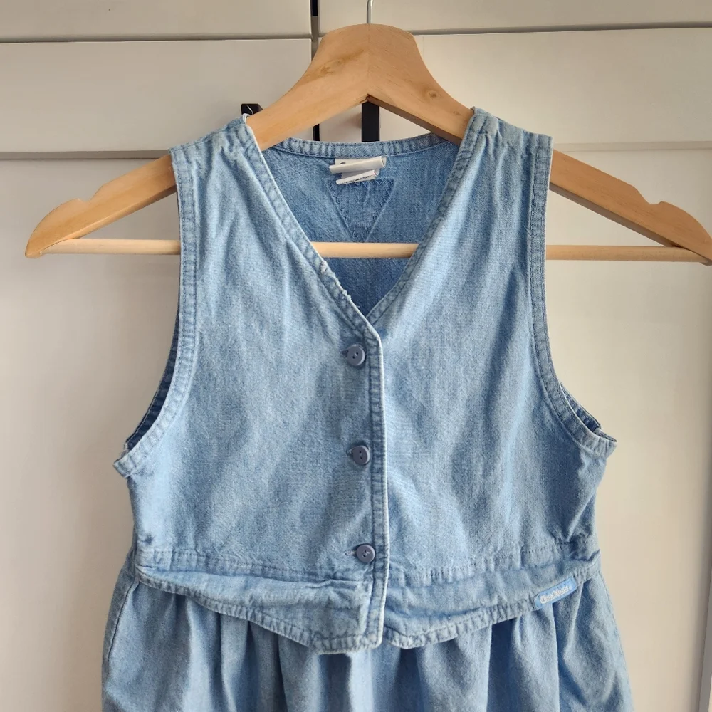 Vintage Oshkosh Bgosh Vestbak Chambray Denim Dress Cotton 6X